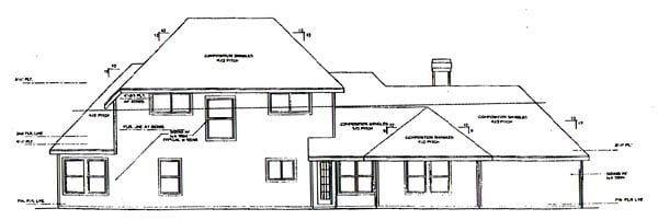 Traditional Rear Elevation of Plan 67791
