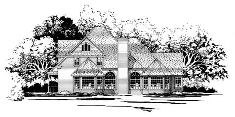 Craftsman Rear Elevation of Plan 67796