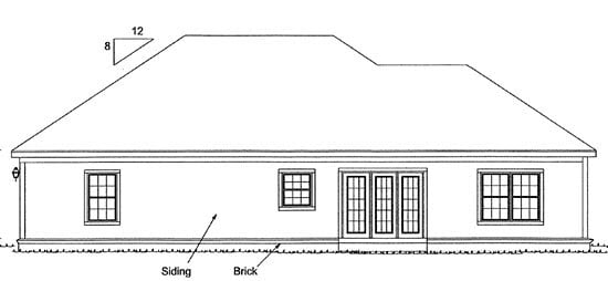 Traditional Rear Elevation of Plan 67810