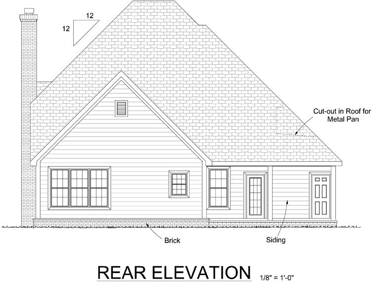 Farmhouse Rear Elevation of Plan 67813