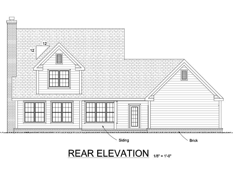 Country Traditional Rear Elevation of Plan 67815