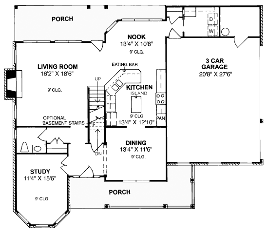 Farmhouse Southern Level One of Plan 67816