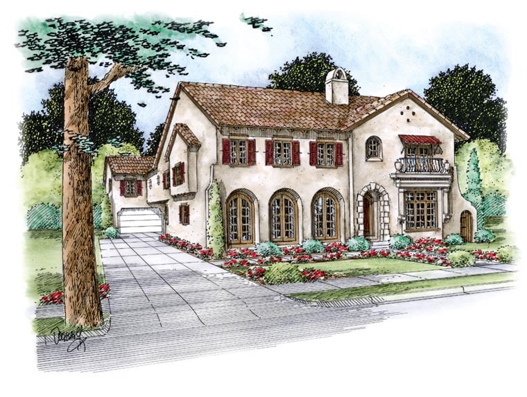 Plan 67856 | Mediterranean Style with 4 Bed, 5 Bath, 2 Car Garage