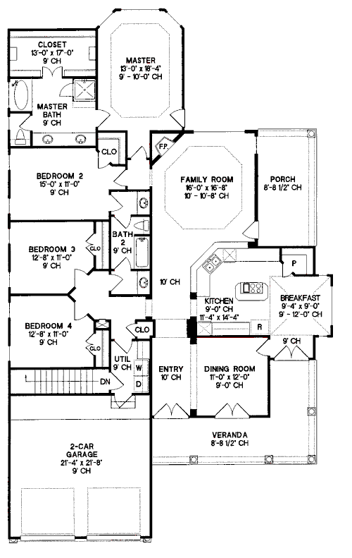 Country One-Story Level One of Plan 67872