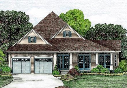 Country One-Story Elevation of Plan 67872