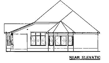 Country One-Story Rear Elevation of Plan 67872