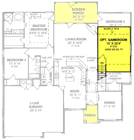 House Plan 67884 Second Level Plan