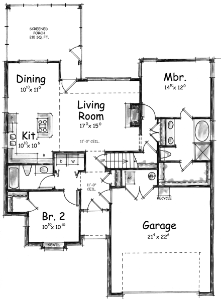 House Plan 67886 First Level Plan