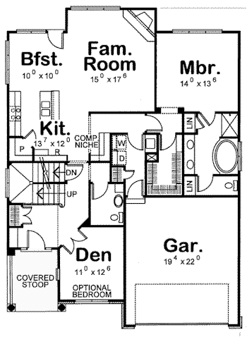 Bungalow Narrow Lot Level One of Plan 67900