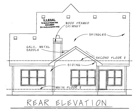 Bungalow Narrow Lot Rear Elevation of Plan 67900