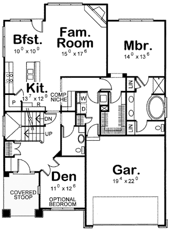 Narrow Lot Tudor Level One of Plan 67902