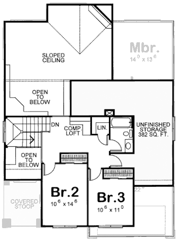 Narrow Lot Tudor Level Two of Plan 67902