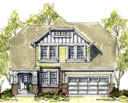 Narrow Lot Tudor Elevation of Plan 67902