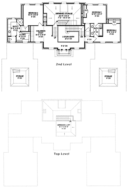 House Plan 67922 Second Level Plan