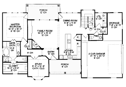 House Plan 67943 First Level Plan