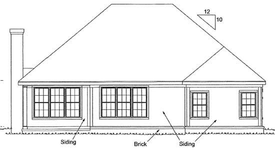 Traditional Rear Elevation of Plan 67952