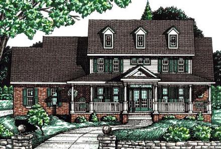 Country Farmhouse Southern Elevation of Plan 68086