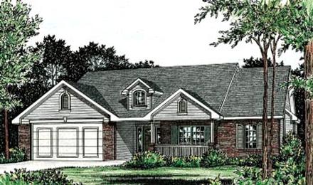 Country One-Story Traditional Elevation of Plan 68092