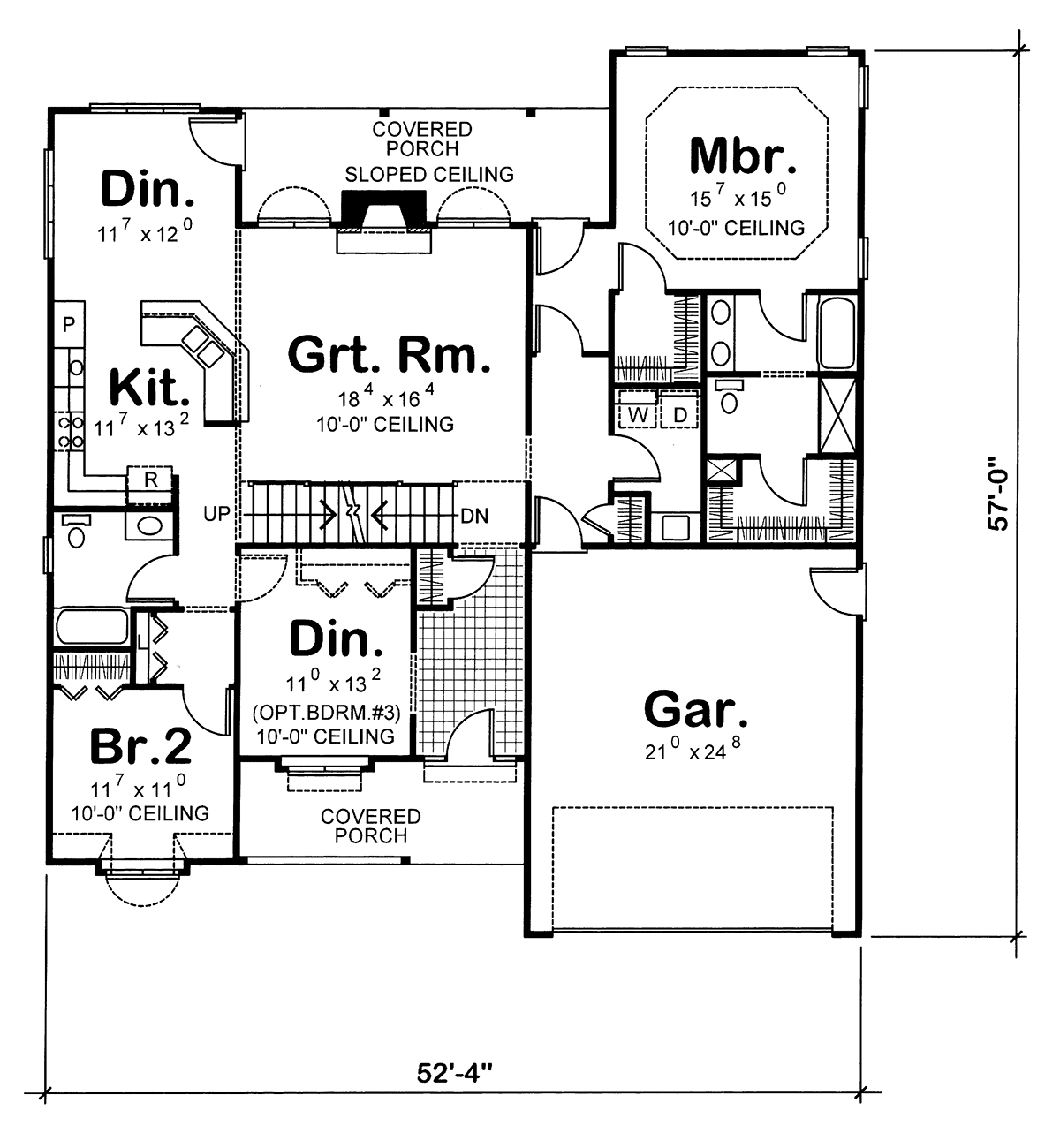 One-Story Ranch Traditional Level One of Plan 68095