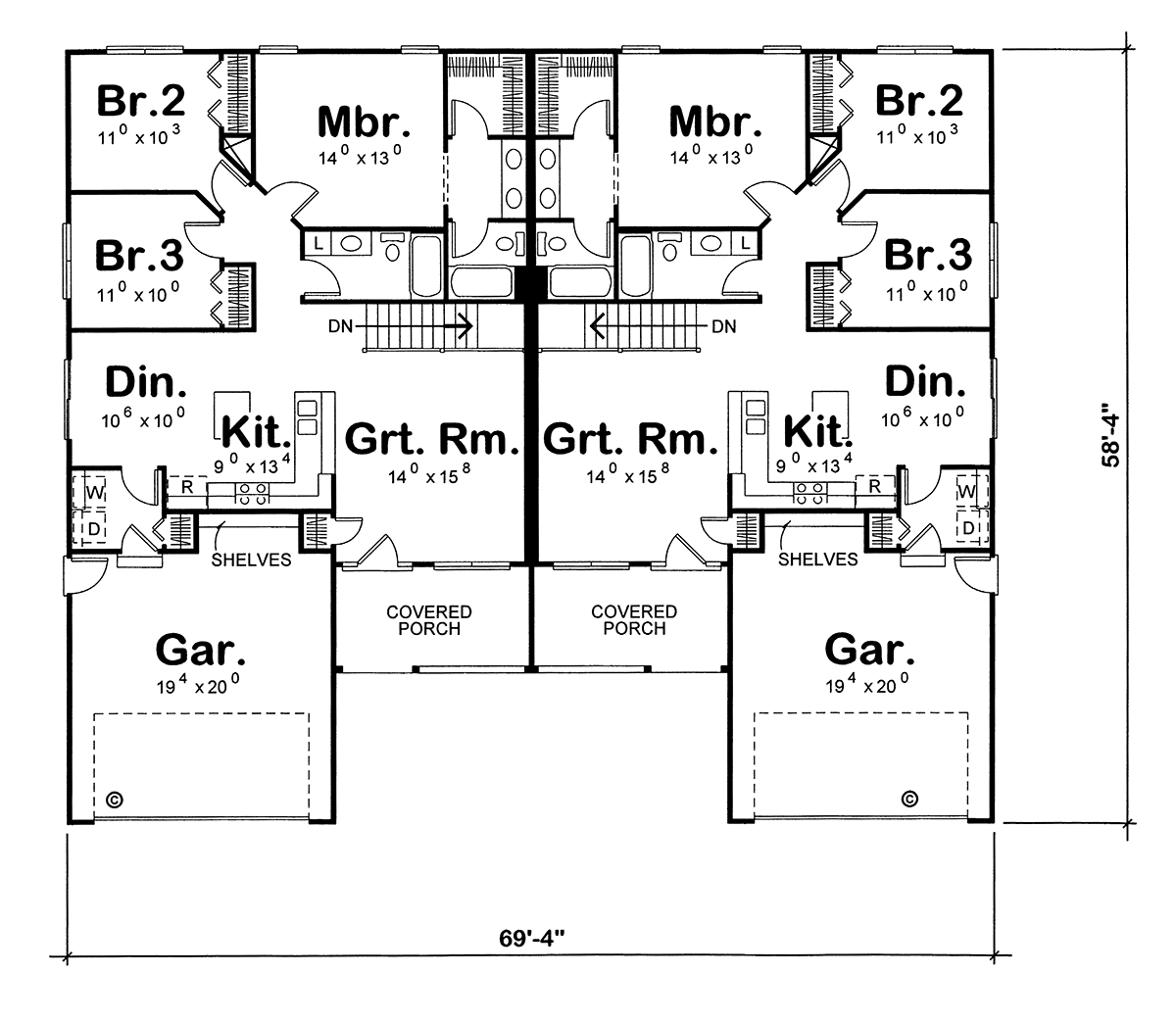 One-Story Traditional Level One of Plan 68099