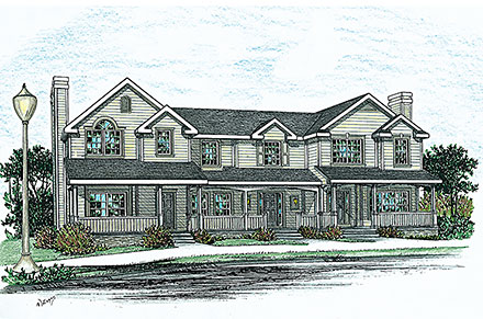 Country Southern Elevation of Plan 68100