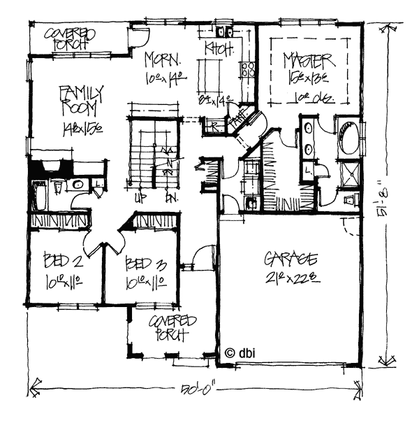 Bungalow Country Southern Level One of Plan 68114