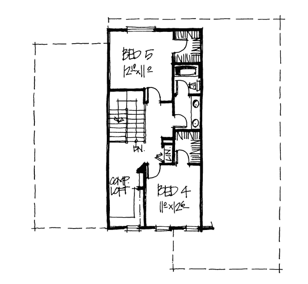 Bungalow Country Southern Level Two of Plan 68114