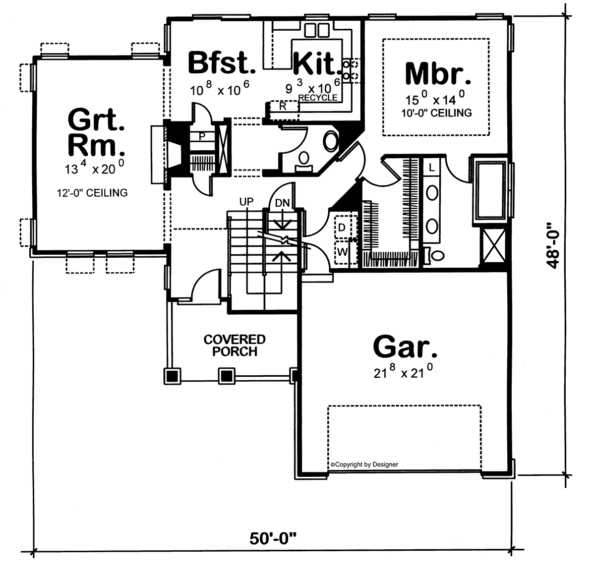 Bungalow Country Level One of Plan 68116