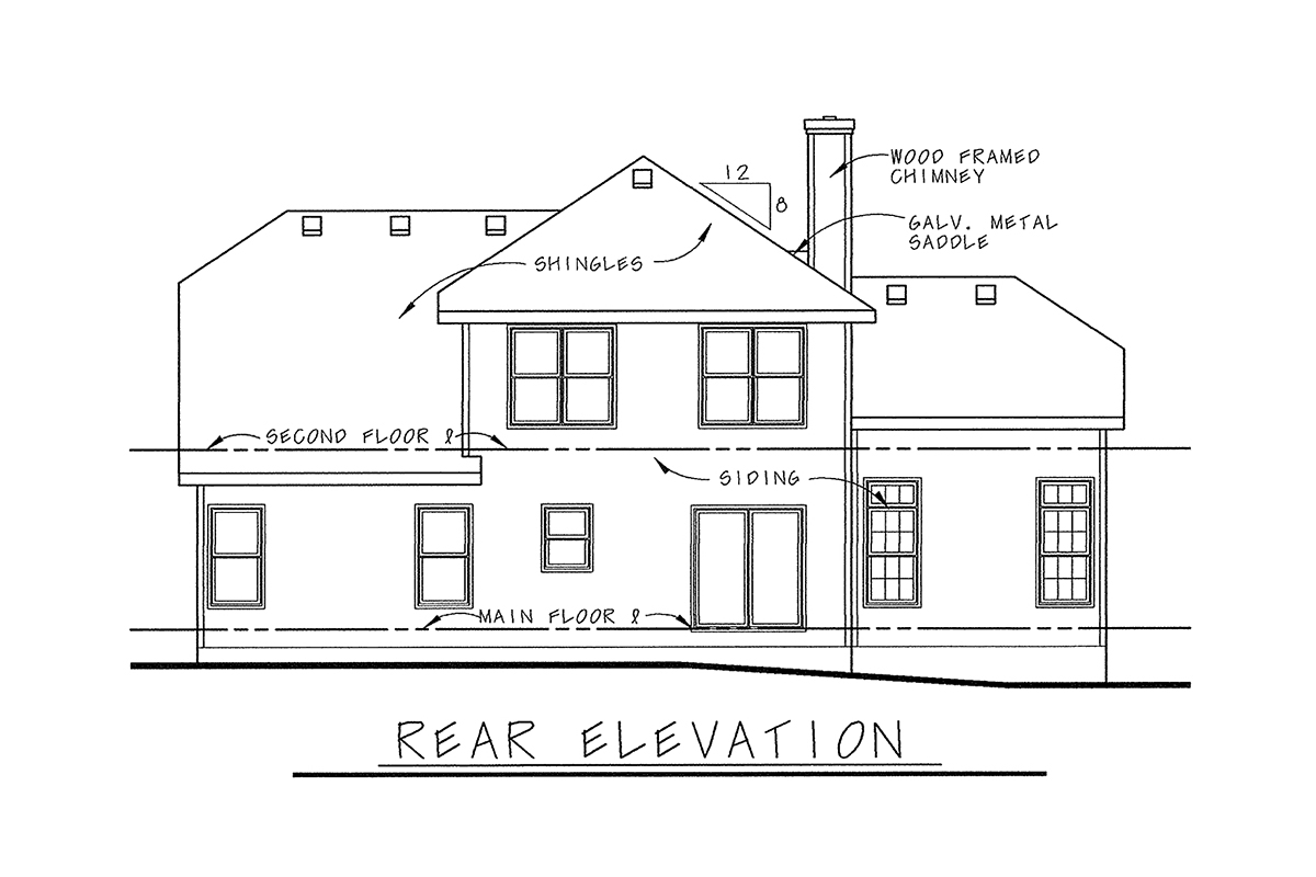 Bungalow Country Rear Elevation of Plan 68116