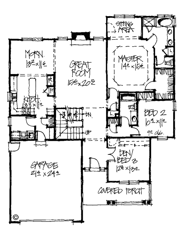 Bungalow Country Southern Level One of Plan 68122