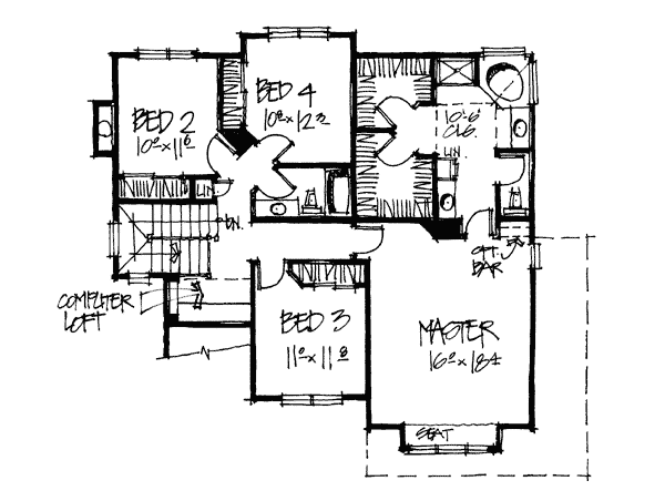 Bungalow Country Tudor Level Two of Plan 68124