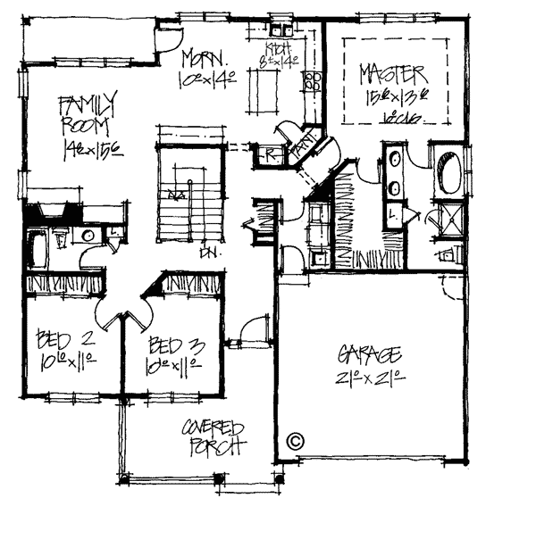 Country One-Story Level One of Plan 68125