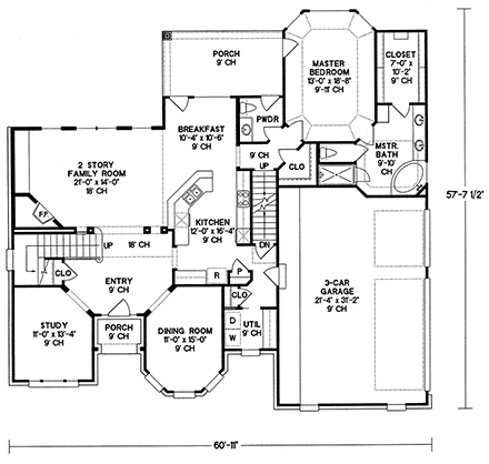 House Plan 68134 First Level Plan