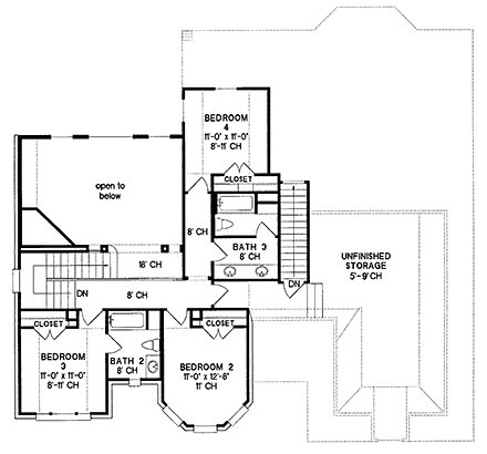 House Plan 68134 Second Level Plan