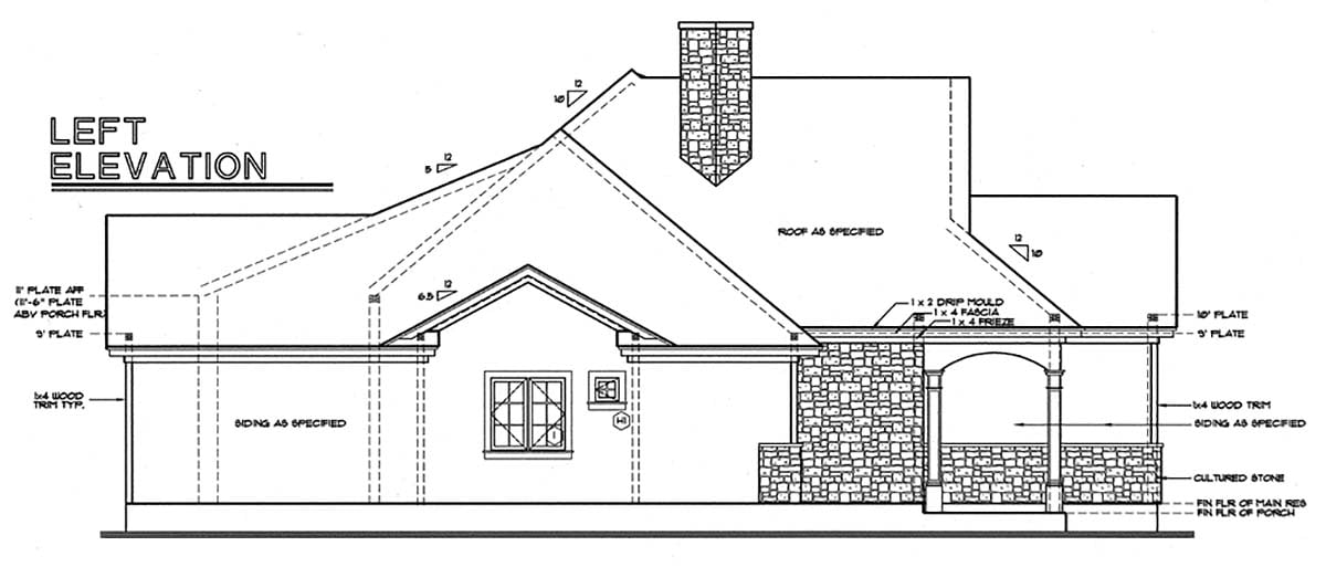 European, One-Story, Traditional Plan with 2203 Sq. Ft., 3 Bedrooms, 2 Bathrooms, 2 Car Garage Picture 3