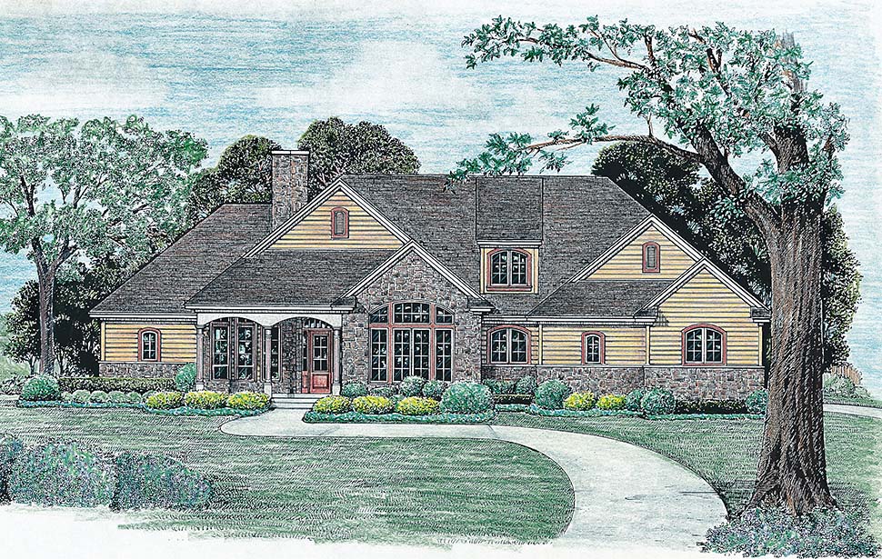 European, One-Story, Traditional Plan with 2203 Sq. Ft., 3 Bedrooms, 2 Bathrooms, 2 Car Garage Picture 5