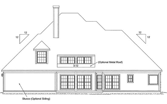 European Southern Rear Elevation of Plan 68141