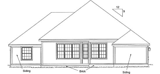 European Rear Elevation of Plan 68143