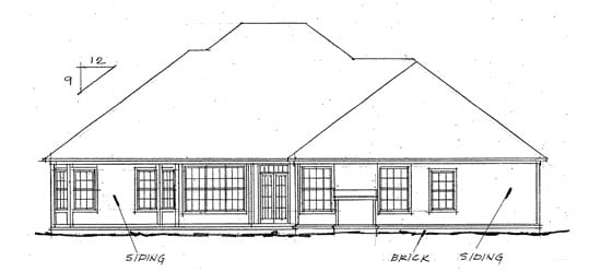 European Rear Elevation of Plan 68144