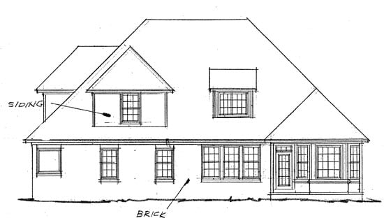 French Country Rear Elevation of Plan 68145