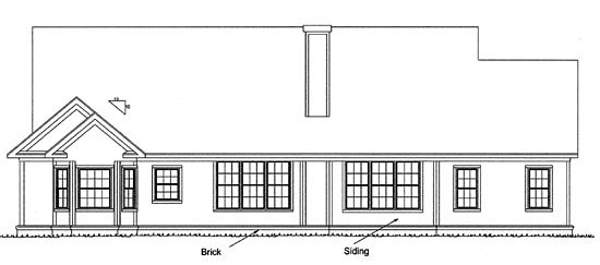 Country Southern Rear Elevation of Plan 68152