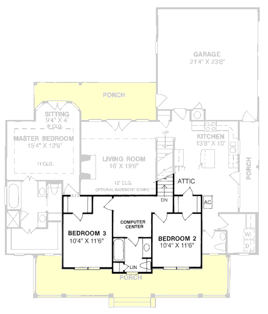 Country Farmhouse Southern Level Two of Plan 68153