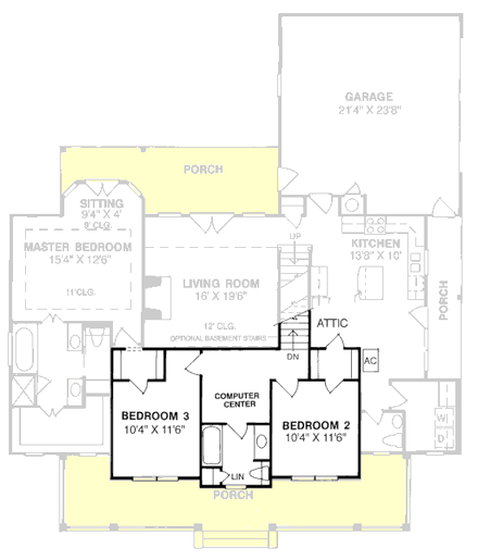 House Plan 68153 Second Level Plan