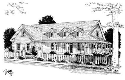 Country Southern Elevation of Plan 68159