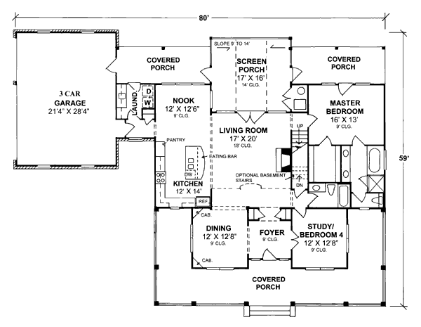 House Plan 68162 Level One
