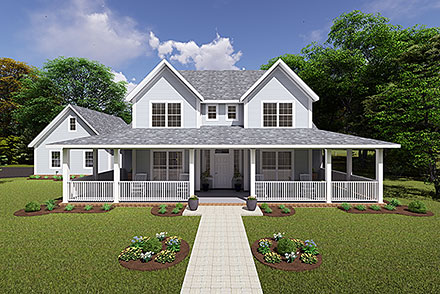 Country Farmhouse Elevation of Plan 68162