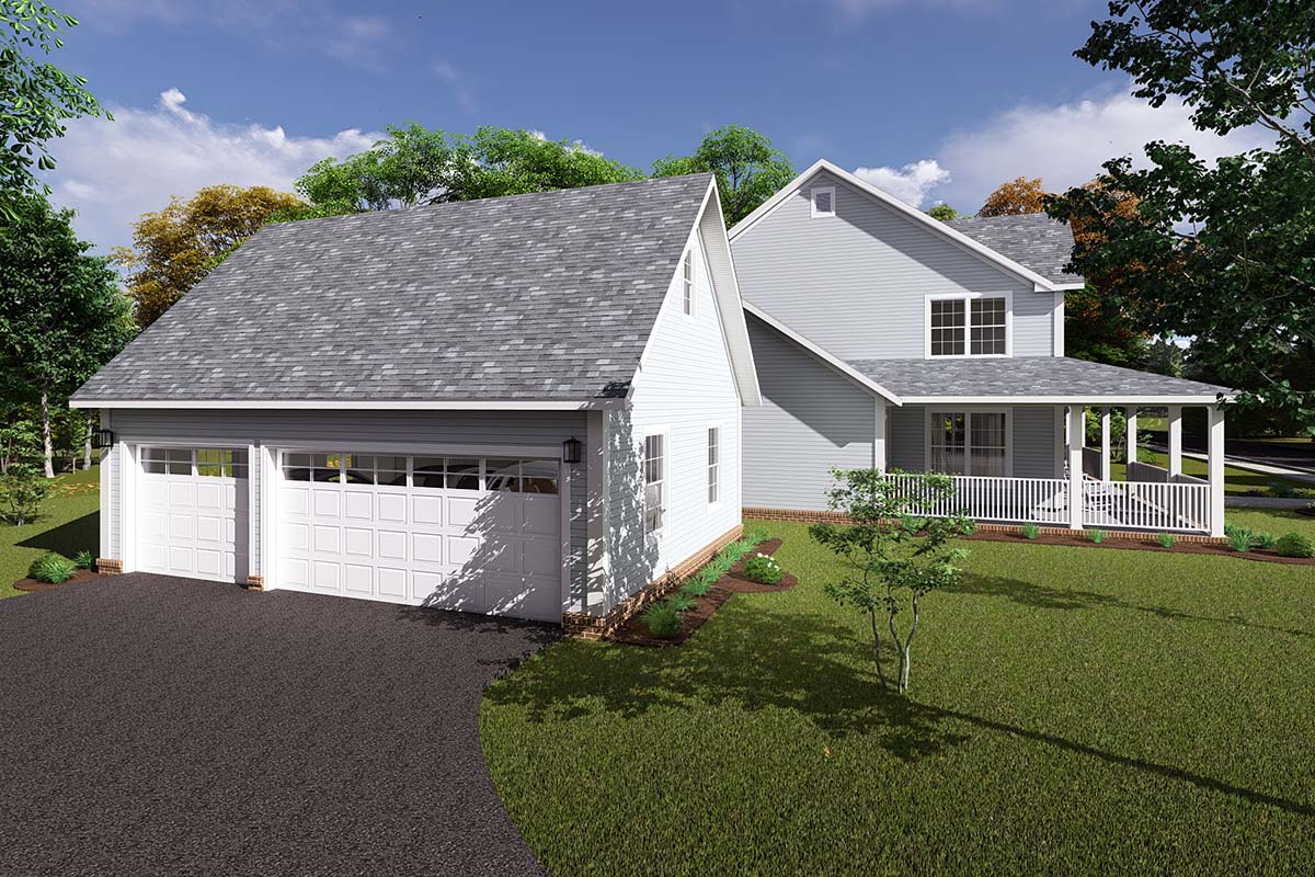 Country, Farmhouse Plan with 2252 Sq. Ft., 4 Bedrooms, 3 Bathrooms, 3 Car Garage Picture 3