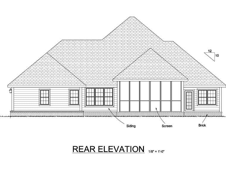 Country Farmhouse Southern Victorian Rear Elevation of Plan 68163