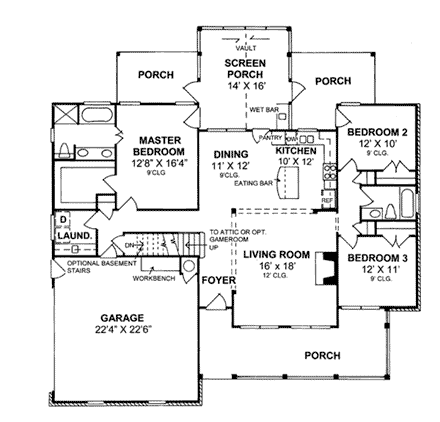 House Plan 68165 First Level Plan