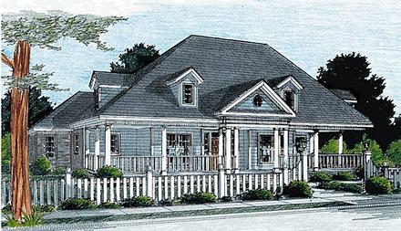 Country Farmhouse Southern Elevation of Plan 68167